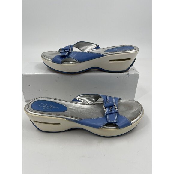Cole Haan Blue‎ Silver And White Sole NikeAir Wedge Buckle Size 7.5 D21967 - Picture 10 of 15